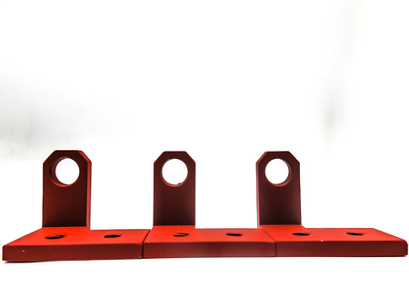 Steel round chrome metal plate set redの写真素材