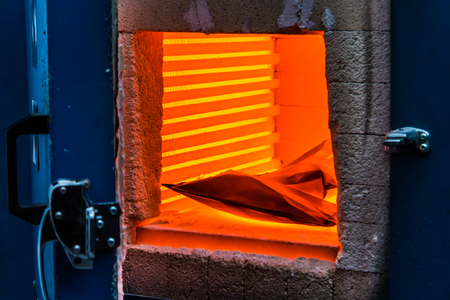 furnace steel foundry molten metal industrial background fire blast plantの写真素材