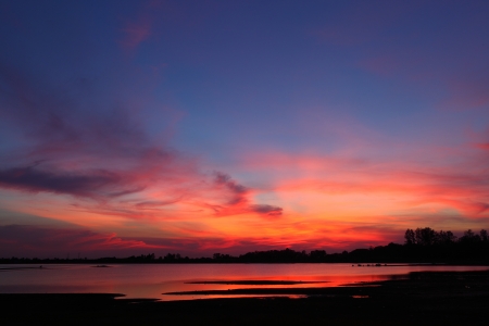 beautiful colour sky on the sea の写真素材