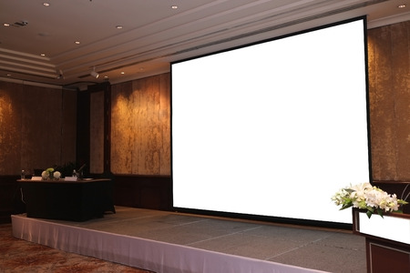 Blank billboard ready for new advertisement at meeting roomの写真素材