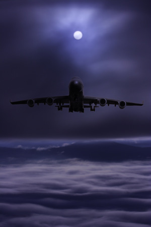 passenger plane on sky at sunset time very beautiful  use for air transport journey and travel industry businessの写真素材