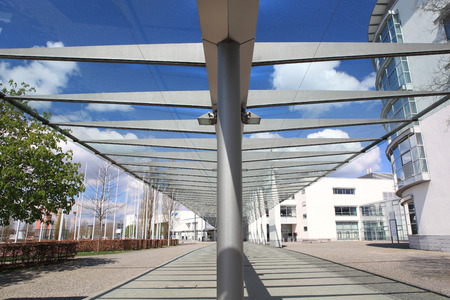 Glass entrance to new modern business centreの写真素材