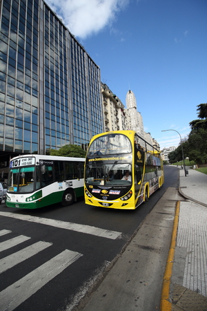 BUENOS AIRES ARGENTINA June 7  2015 : Typical street scene with famous  - century historic European building  in Buenos Aires Argentinaのeditorial素材