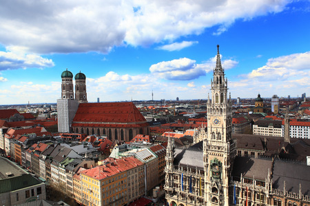 MUNIC, GERMANY - APRIL 18, 2015 : A view of.famous munich marienplatz - germany - bavariaのeditorial素材