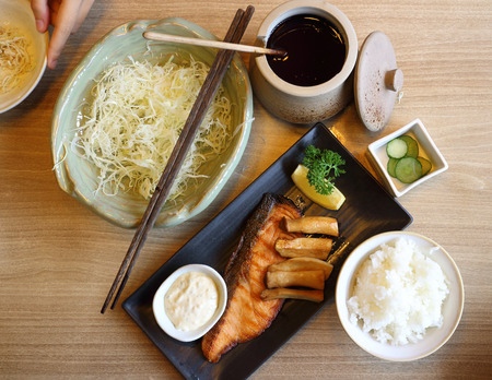 broiled pacific saury with salt, japanese cuisineの写真素材