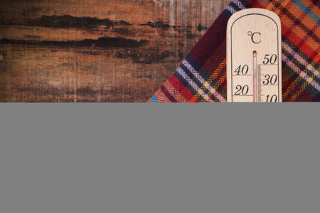 summer temperature on wood tableの写真素材