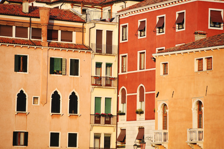 among old colorful brick houses in Venice, Italy.の写真素材