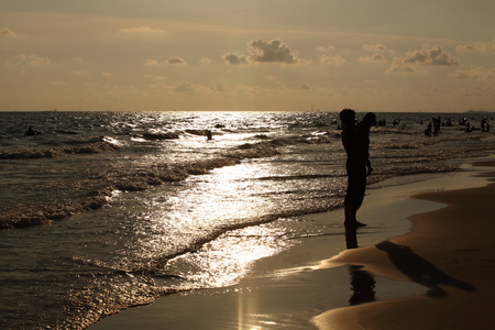 beautiful landscape of Sunset over the seaの写真素材