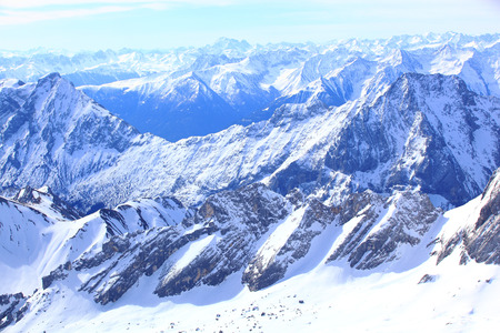 Winter snow covered mountain Zugspitze in Germany Europe. Great place for winter sportsの写真素材