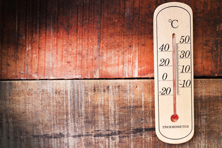 summer temperature on wood tableの写真素材
