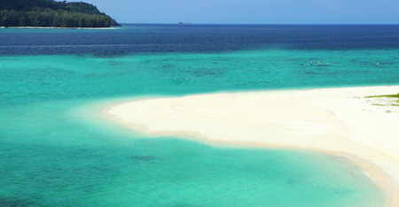 sea beach blue sky sand sun daylight relaxation landscape viewpoint for design postcard and calendar in thailandの写真素材