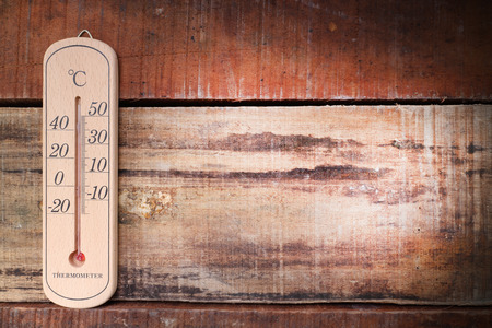 summer temperature on wood tableの写真素材