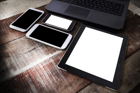 Stylish workspace with computer on home or studioの写真素材