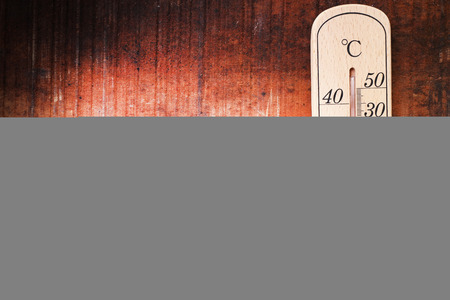summer temperature on wood tableの写真素材
