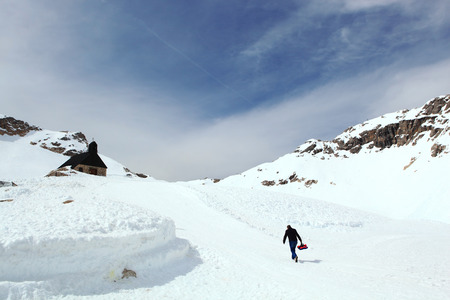 Winter snow covered mountain Zugspitze in Germany Europe. Great place for winter sportsの写真素材