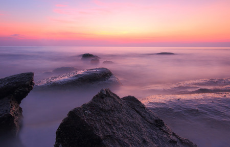 beautiful landscape of Sunset over the seaの写真素材