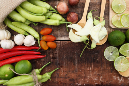 Vegetables on wood. Bio Healthy food, herbs and spices. Organic vegetables on woodの写真素材