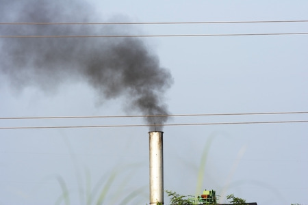 black toxic smoke from coal power plantの写真素材