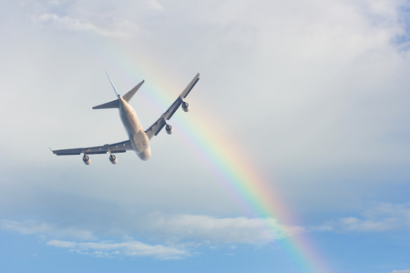 Passenger Airliner flyingの写真素材