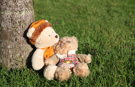 Teddy bears sitting  with love. Concept about love and relationshipの写真素材