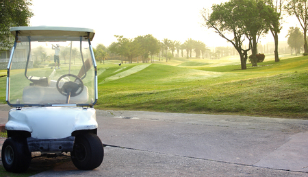 Golf car on the golf courseの写真素材