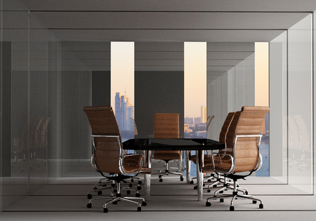 modern  office meeting room with city background for business conceptの写真素材