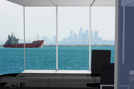 meeting room with International Container Cargo shipの写真素材