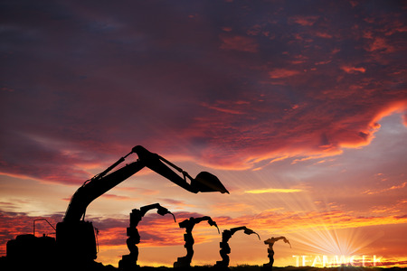 industry 4.0 concept of Team welding robots represent the movement.の写真素材