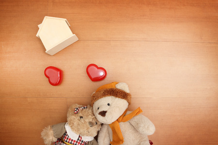 teddy bear with love and dream to house concept の写真素材