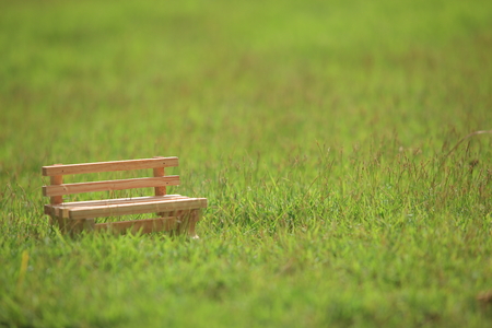 mini chair on a grassの写真素材