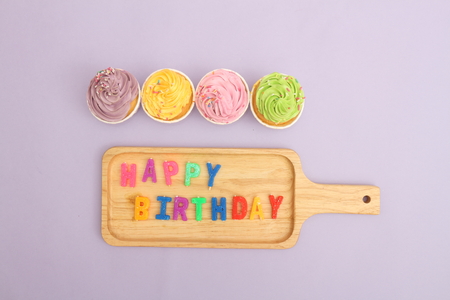 tasty birthday cupcakeの写真素材