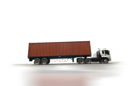 Transportation, import-export and logistics concept, container truck, transport and import-export commercial logistic, shipping business industryの写真素材