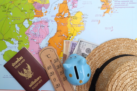 Travel plan, trip vacation, tourism mockup - Outfit of travelerの写真素材