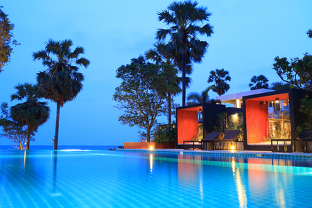 Swimming pool of a luxury villa. summer time in Thailand の写真素材