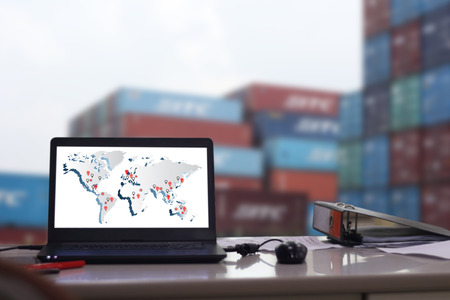 office for check order pick time in smart factory warehouseconnection for Logistic Import Exportの写真素材