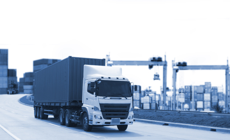 Truck run on road, transportation logistic conceptの写真素材