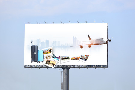 Blank billboard ready for new advertisement , travel and tourism concept , ready for summer banners designの写真素材