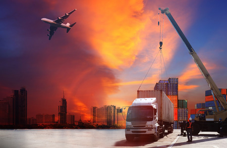 Transportation, import-export, commercial logistic, shipping business industry, container truck,...