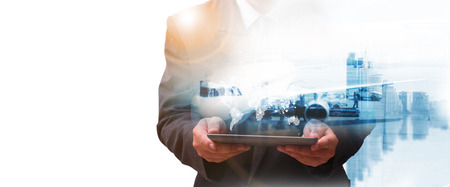 Transportation, import-export and logistics concept and copy spaceの写真素材