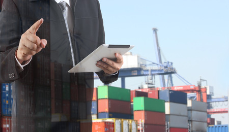 businessman is working with Transportation, import-export, logistic, shipping business managementの写真素材