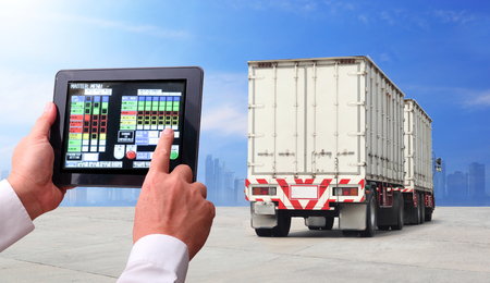 Truck run on road, Drive on road, transportation logistic conceptの写真素材