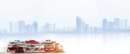 Truck run on road, transportation logistic conceptの写真素材