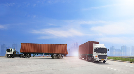 Truck run on road, Drive on road, transportation logistics conceptの写真素材
