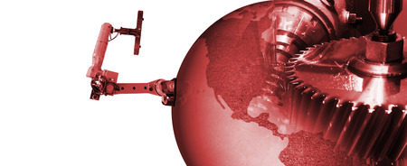 Robot arm in smart factory , engine gear , industrial  backgroundの写真素材