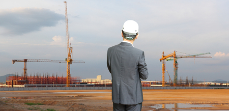 Engineer on site, they are working at building construction area.の写真素材