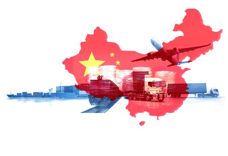 China as  economic dispute over import and exports or economic World trade warの写真素材