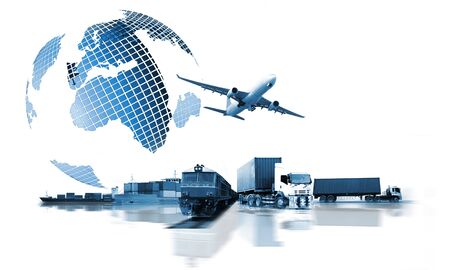 The world logistics  background or transportation Industry or shipping business, Container Cargo  shipment , truck delivery, airplane , import export Conceptの写真素材