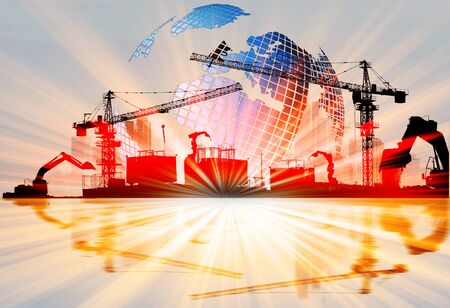 presentation of steel structure or Industry of construction with colour background use for industrial businessの写真素材