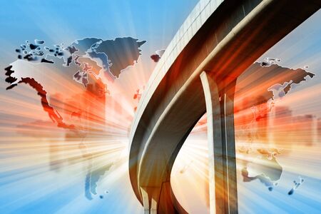 Urban landscape road with city backgroundの写真素材