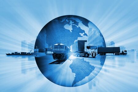 The world logistics  background or transportation Industry or shipping business, Container Cargo  shipment , truck delivery, airplane , import export Conceptの写真素材